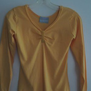 Ladies Top Size 10 Sweetheart Neckline Yellow L/S Cotton Lycra Blend $48 Value